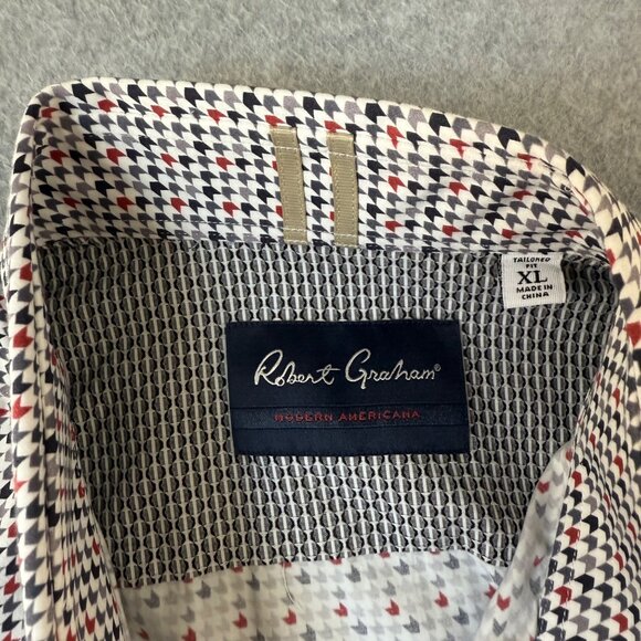 Robert Graham Modern Americana Button Front Shirt Mens Size XL Tailored Fit - Picture 10 of 14